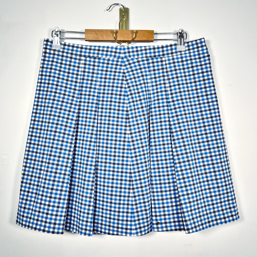 Tory Sport Blue and White Gingham Pleated Skirt